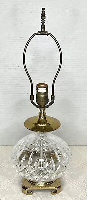 Vintage Waterford Crystal 20  Lismore Electric Lamp Crescent Brass Base Signed • $199.99