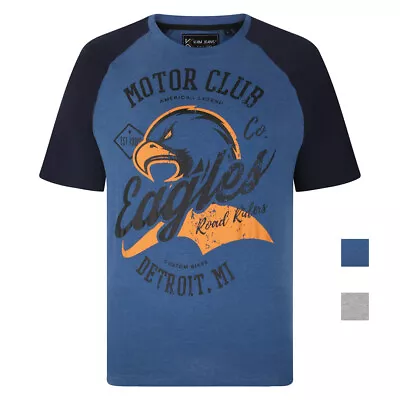 KAM Eagle Print T-shirt Raglan Short Sleeve Crew Neck Casual Mens Plus Size 5737 • £20.99