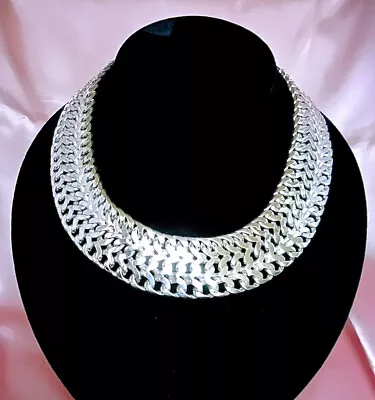Sterling Silver  Necklace--Braided Woven  16  X  1   Mexico 156  Grams Excellent • $140