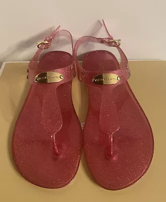 New - Women’s Michael Kors Plate Jelly Glitter PVC French Pink Sandals Size 10 • $40