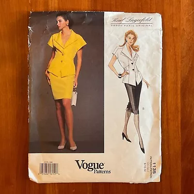 Vogue Paris Original Pattern 1135 Karl Lagerfeld Size 8-10-12 Vintage FF Uncut • $25