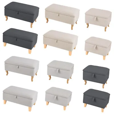 Storage Ottoman Chair Stool Trunk Cabinet Upholstered Footstool Pouf Seat Chest • £44.95