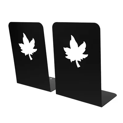 Maple Leaf Metal Bookends For Shelves - Black • £23.78