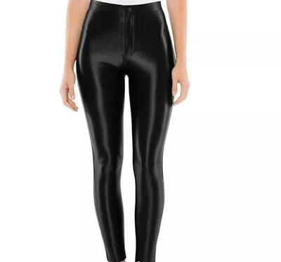 American Apparel Womens XS Disco Pants Shiny Wet Look -Glossy Black • $11.95