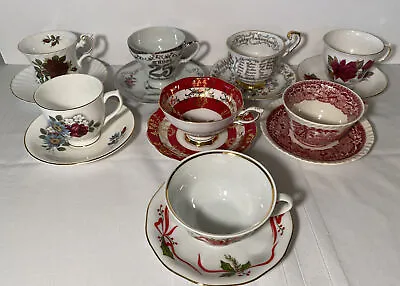 Vintage Lot Of 8 Mismatched China Tea Cup Saucers Party Teas Showers-TCL2 • $49.99