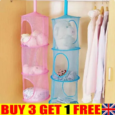 £4.99 • Buy 3 Shelf Hanging Bag Door Holder Net Kids Toy Storage Organizer Closet Hanger YCS