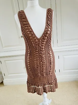 £60 • Buy Melissa Odabash Alexis Crochet Beach Dress. Mocha. Size L. New/Unworn.