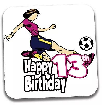 Football Coaster Birthday Gift Girls Ladies Daughter Mum Sister Friend - ANY AGE • £4.25