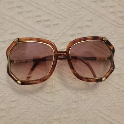 Ted Lapidus Paris Vintage Sunglasses Tortoise Brown With Gold Accents Oversized • $200