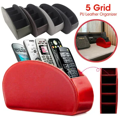 $18.85 • Buy 5 Grid PU Leather Organizer Remote Control Phone And TV Holder Desk Storage Box