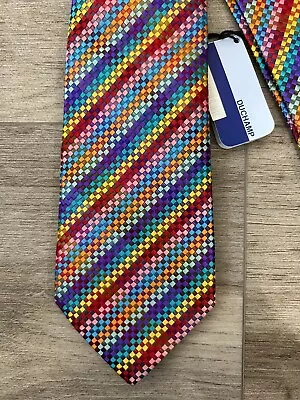 NWT Duchamp London Rainbow Row Men’s Neck Tie Made In England  • $140