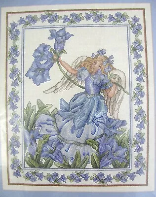 VTG Janlynn Cross Stitch Kit Blue Morning Glory Angel Spring USA 125-25 16 X 12  • $23.95