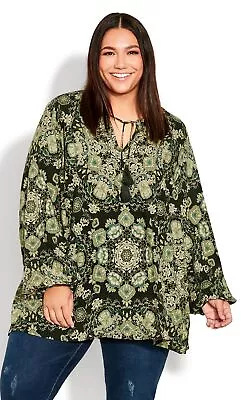 $9.99 • Buy Avenue By City Chic Womens Plus Size Serendipity Scarf Blouse Long Sleeve