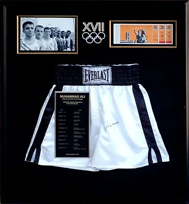Muhammad Ali Opening Day Olympic Commemorative Boxing Trunks 1960 Olympic Ticket • $4250