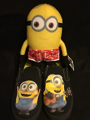 Despicable Me Minions Slip On Boys Canvas Shoes Size 2 And Stuffed Minion Toy • $38.99