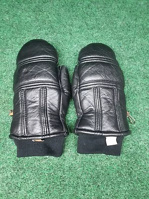 Vtg. Kombi Ladies Large Black Leathet Mittens • $25.62