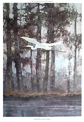 Vintage Darnell Jones PARADE ONE Egret Watercolor Art Print 18 X25  PRISTINE! • $35