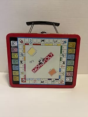 HASBRO Monopoly Tin Box With Handle Metal Container Vintage 2000 Mini Lunchbox • $12.99