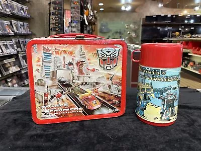 1986 Aladdin Hasbro Transformers Vintage Metal Lunch Box With Thermos • $109.99