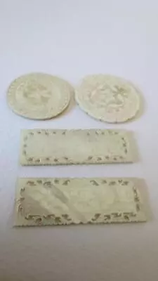 Antique 4 Round Rectangle Hand Carved Mother Of Pearl Chinese Gaming Counters • $80.90