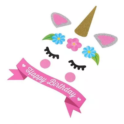 Kids Unicorn Party Cake Topper Set 11 Pcs Birthday Girl Boy Rainbow Decoration • $8.93