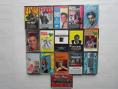 Lot Of 16 Rock N Roll Cassettes Elvis Chuck Berry Gene Vincent Sam Cooke & More • $14.99