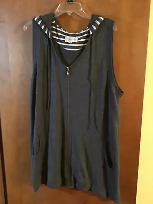 Erin London Sleeveless Hooded Vest XL Gray • $9.99