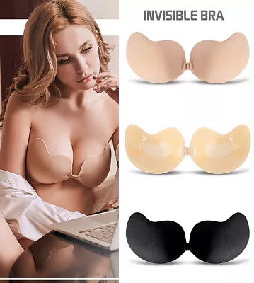 £4.29 • Buy Adhesive Stick On Bra Invisible Silicone Strapless Push Up Backless Reusable UK