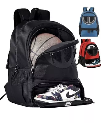  Mesh Black Basketball Soccer Bag Backpack Sports Volleyball Football Bag With  • $28.99