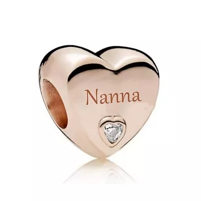 $28.99 • Buy S925 Silver & Rose Gold Family Love GIFT - NANNA Heart Charm By Unique Designs