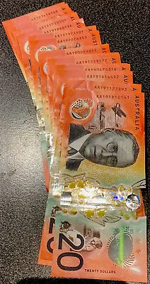 💥 Rare First Prefix AA Banknotes 1 St Release 2019 Australia $20 Dollar Note💫 • $79.95