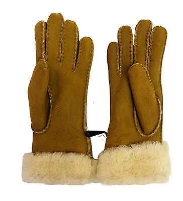 UGG ​Shearling Women's Chestnut Brown Gloves Size M Fully Lined Fur New 50% Off • $65