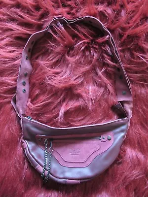 Vintage D&G Dolce And Gabbana Burgundy Red Leather Suede Croissant Popper Bag • £185