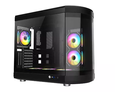 PC Gaming Case Full ATX Tempered Glass Front I/O USB-C 6 X RGB Fans • £125