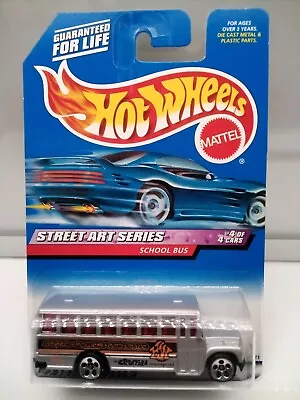 Hot Wheels - Mainline / American School Bus - Silver - Street Art - Model X1 • $29.72