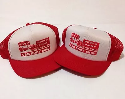 Vintage Red C And M Body Shop Snapback Trucker Ford Model T Nylon Mesh Hat • $19.95