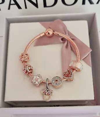 Genuine Pandora Bracelet Rose Gold ALE MET+5 Rose Gold Pandora Charms 19 Cm+Box  • £120