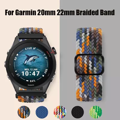 For Garmin Vivoactive 3 4 Venu 2 20MM 22MM Braided Elastic Nylon Strap Band • $2.99