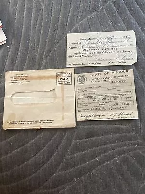 Vintage 1943 Missouri Operators Drivers License   DMV • $12.95