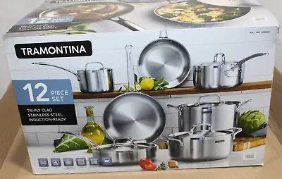 $5.50 • Buy Tramontina 12-piece Tri-ply Clad Stainless Steel Cookware Set -AS IS