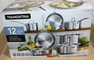 $5.50 • Buy Tramontina 12-piece Tri-ply Clad Stainless Steel Cookware Set -AS IS