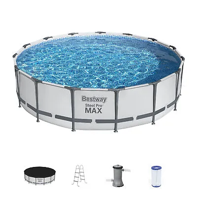 Bestway Steel Pro MAX 15'x42  Round Above Ground Swimming Pool With Pump & Cover • $357.29