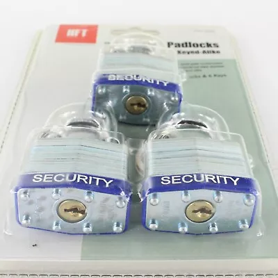 (Set Of 3) 1-1/2  Padlocks (Keyed Alike) With 6 Keys And Plastic Security Bumper • $11.95