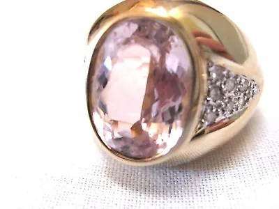 Laura Ramsey Heavy 14K Yellow Gold Morganite And Diamond Ring • $999