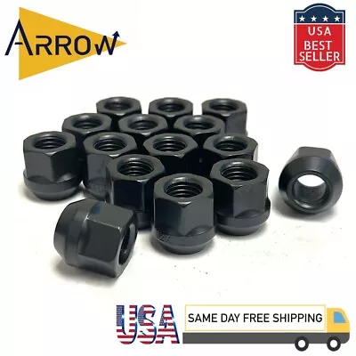 20x Black 9/16-18 Acorn Open End Lug Nuts 3/4  Hex | Dodge Mitsubishi Ram • $15.99