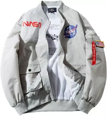 CORIRESHA Mens Apollo NASA Patches Slim Fit Bomber Jackets Windbreaker • $86.32