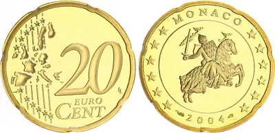 Monaco 20 Cent 2004 Currency Coin Pf IN Münzkapsel. Rare Year Polished 106732 • $46.33