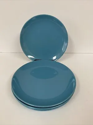 IKEA Turquoise Blue Plates Stoneware 8 1/4” Salad Dessert 15199- Set Of 4 • $18