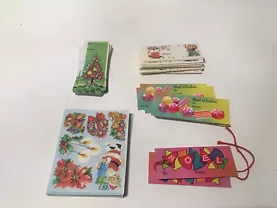 Vtg Christmas Gift Tags To From & Sticker Lot 50 Unused Candy Angel Santa • $13.95