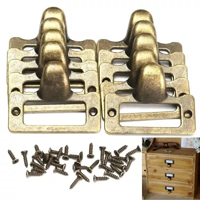 Vintage Style Antique Brass Cabinet Drawer Label Tag Holder (Pack Of 10) • $22.08